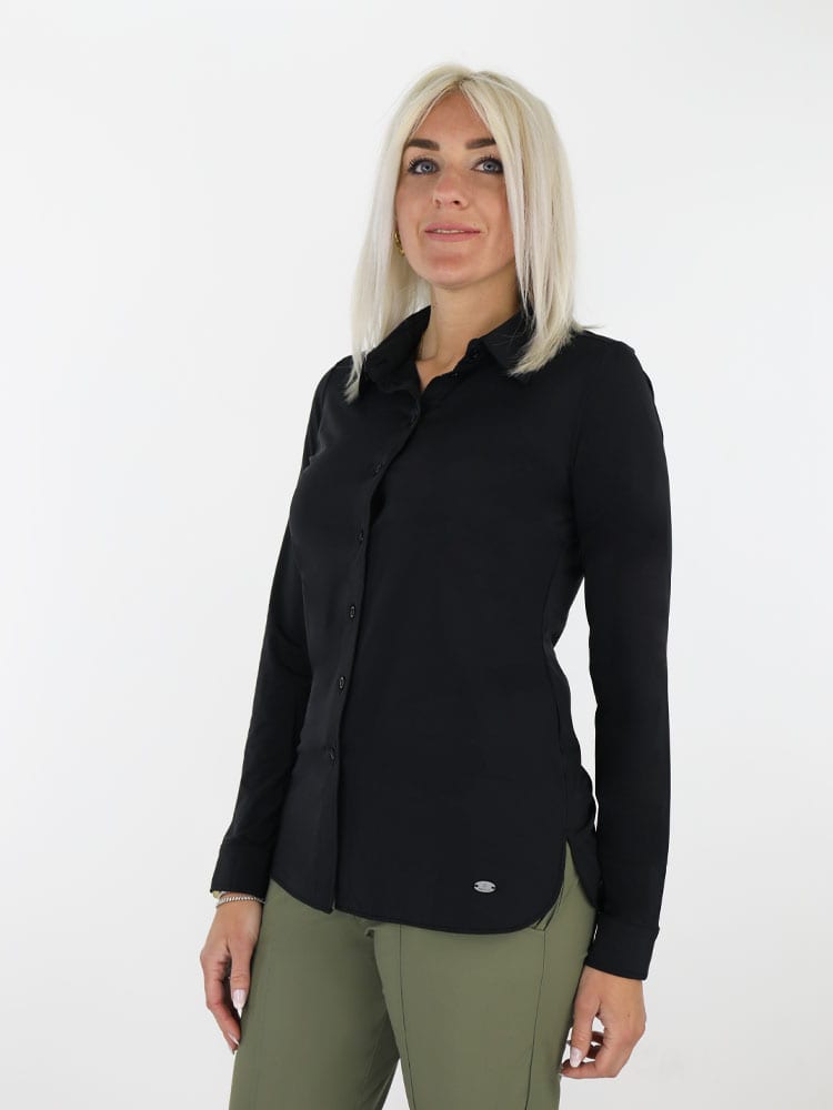 Conform Belang ondersteuning Zwarte travelstof blouse van Angelle Milan bij Fashion to Fashion