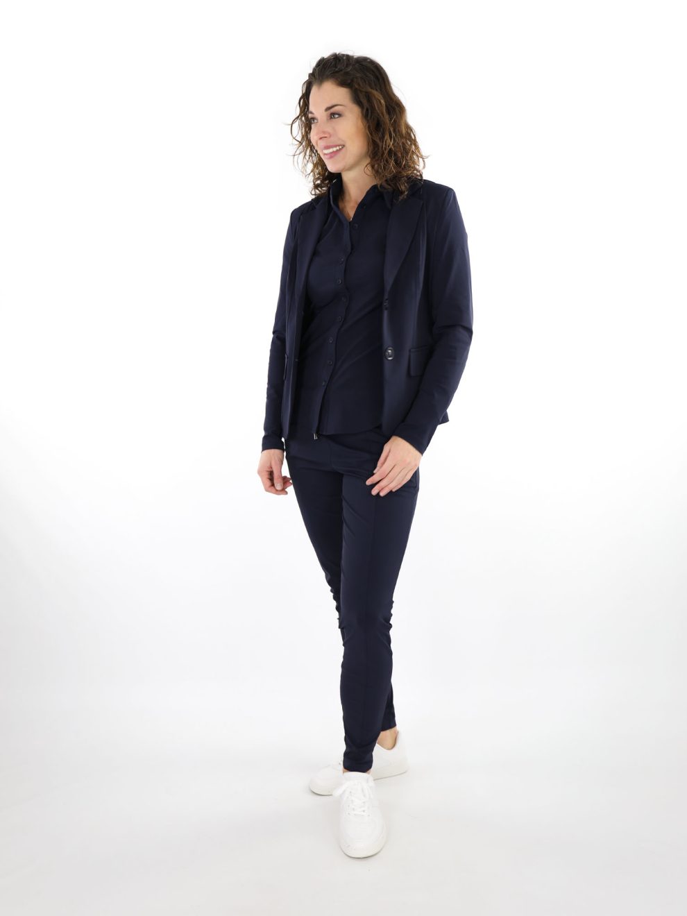 Dark Blue Travelstof Broek Van Mi Piace