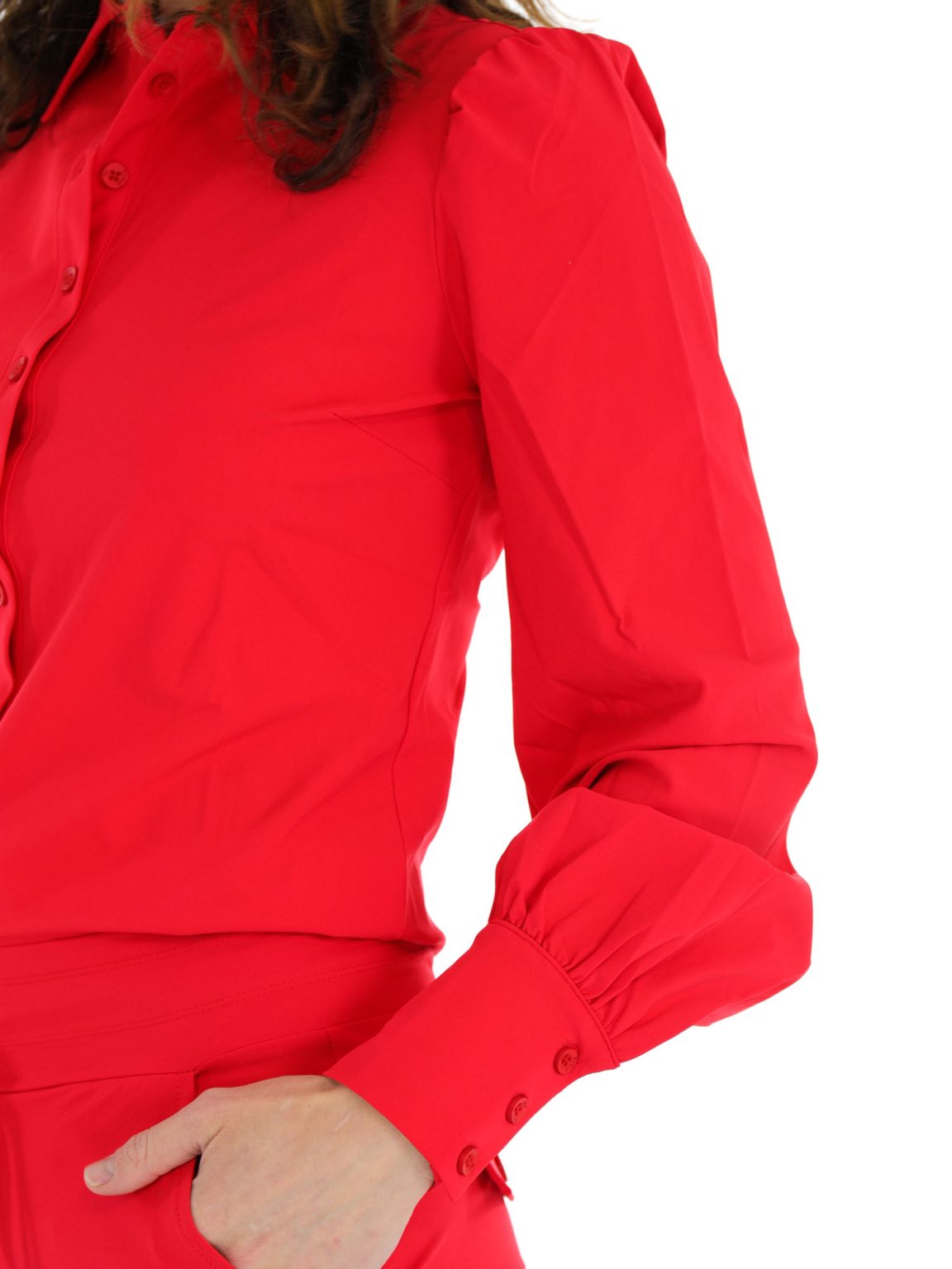 Summer Red Travelstof Blouse Met Pofmouw Van Mi Piace