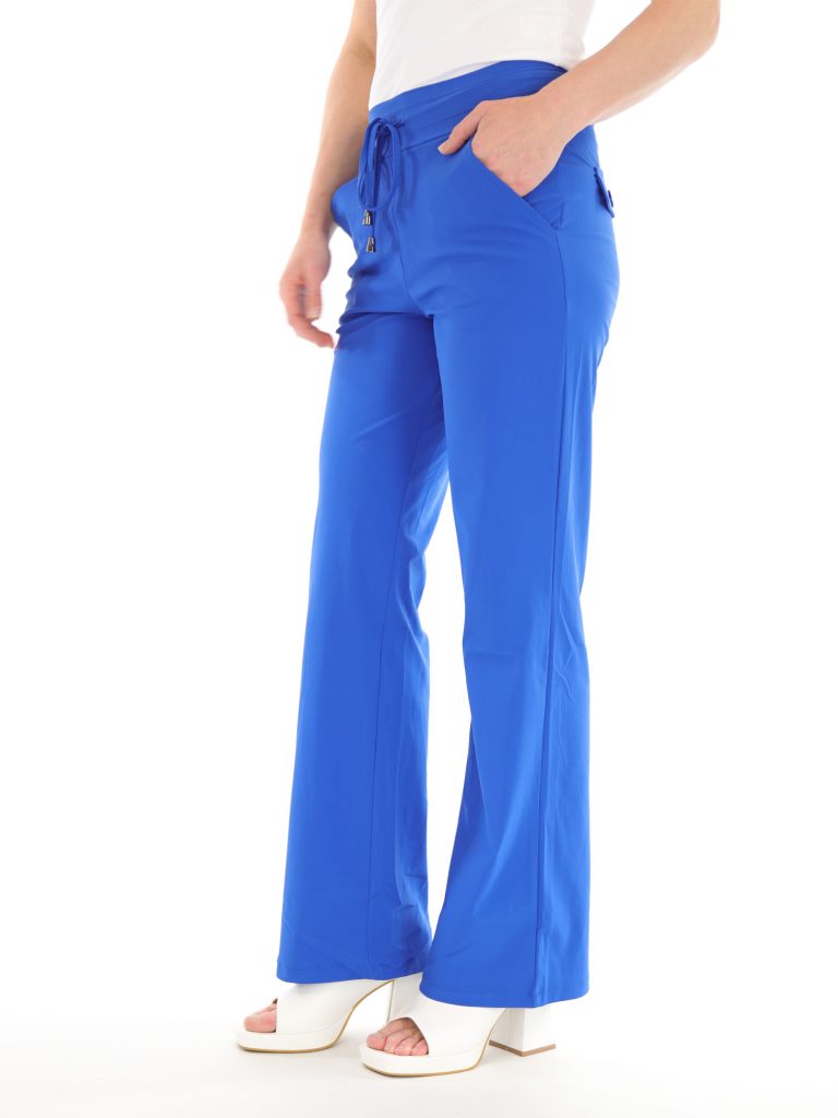 Royal Blue Travelstof Broek Straight Van Mi Piace