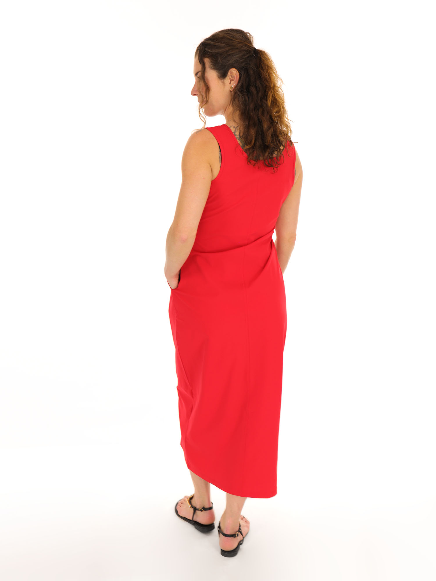 Zinloos logo Editie Summer Red lange travelstof jurk van Mi Piace 278