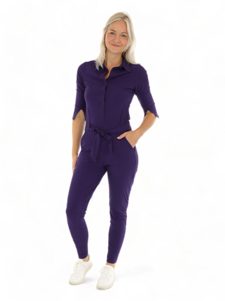 Mi-Piace-egale-travelstof-jumpsuit-Donker-Paars