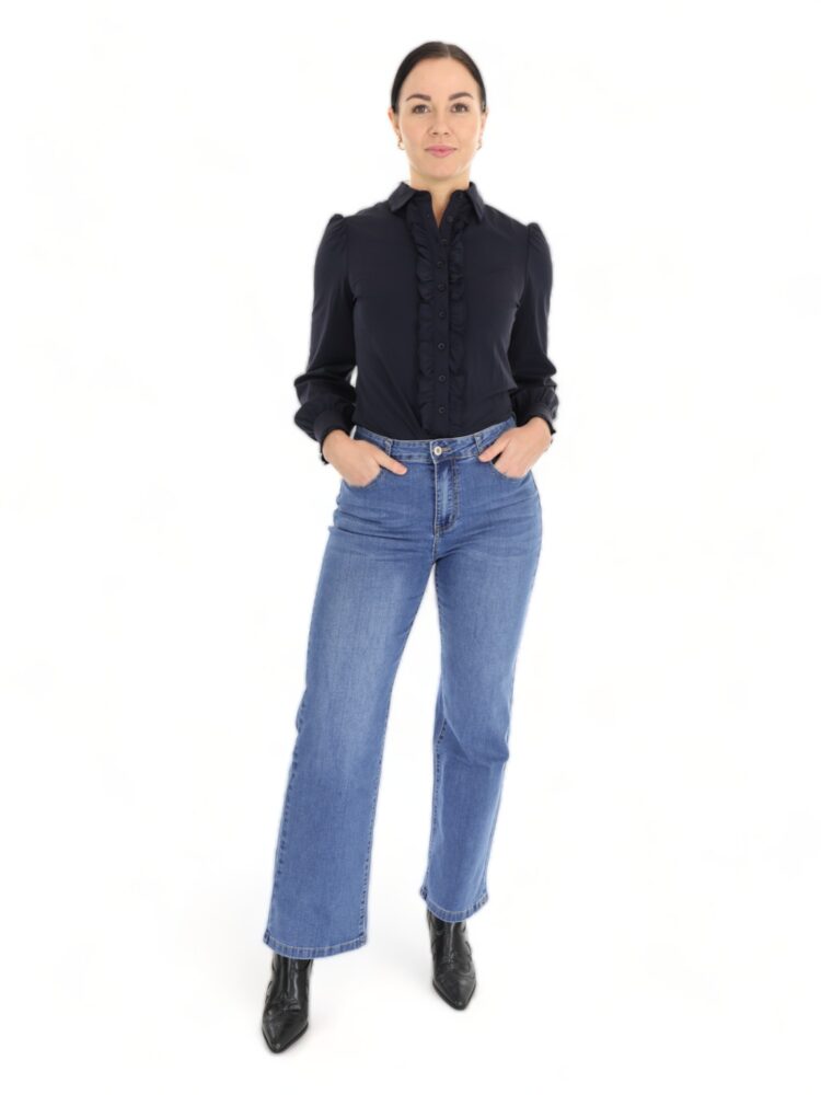 Mi-Piace-travelstof-blouse-met-ruches-202366-egaal-dark-blue