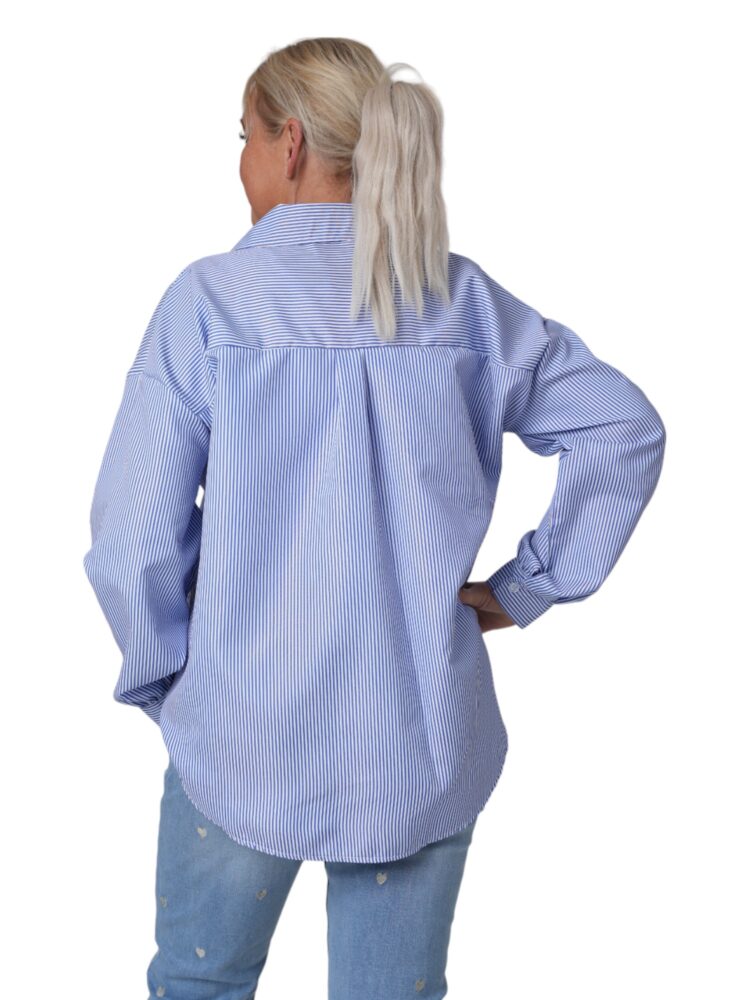 blauw-wit-bloem-blouse-one-size