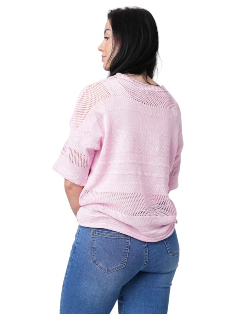 korte-mouw-one-size-Roze-gehaakte-top
