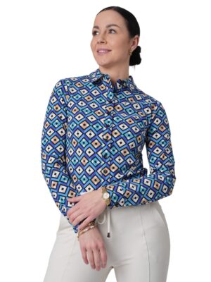 mi-piace-geblokte-print-blouse-blauw